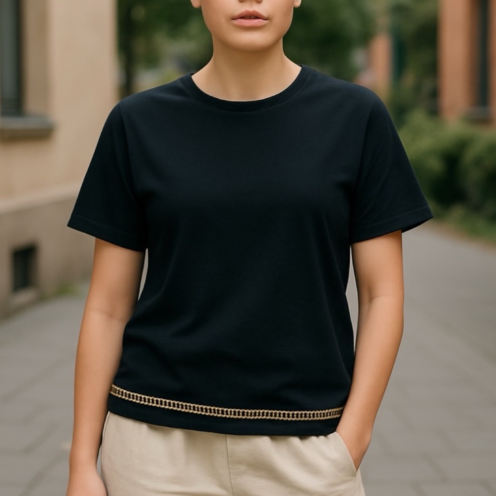Michael Lauren Midnight Black Short Sleeve Top